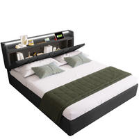 POLSTERBETT aus Leinen 160x200 cm in Grau mit LED-Beleuchtung & Ladestation - Grau, Textil (160/200cm) - Modfu