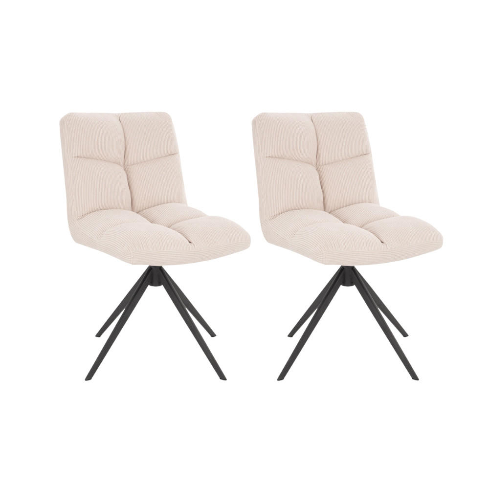 ESSZIMMERSTUHL NODA - Farbe: Beige, Menge: 2 - Creme, Textil/Metall (61/84/47cm) - Home Deluxe