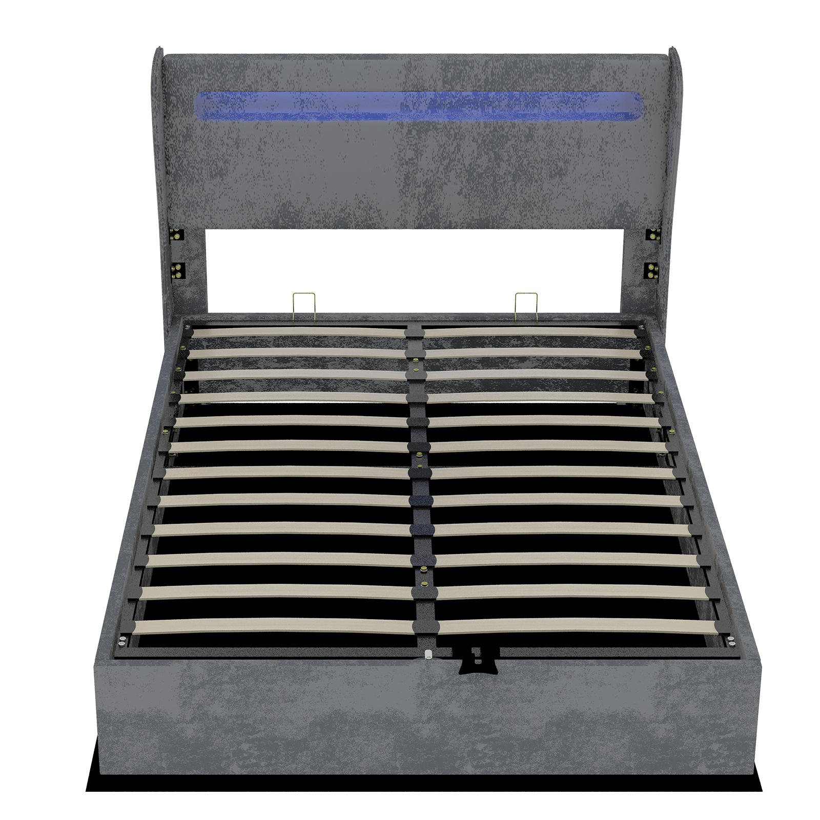 STAURAUMBETT 140/200 cm DE-35467 mit LED und Gaslift-Staufach Grau - Grau, Metall (140/200cm) - ComfortXL