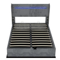 STAURAUMBETT 140/200 cm DE-35467 mit LED und Gaslift-Staufach Grau - Grau, Metall (140/200cm) - ComfortXL