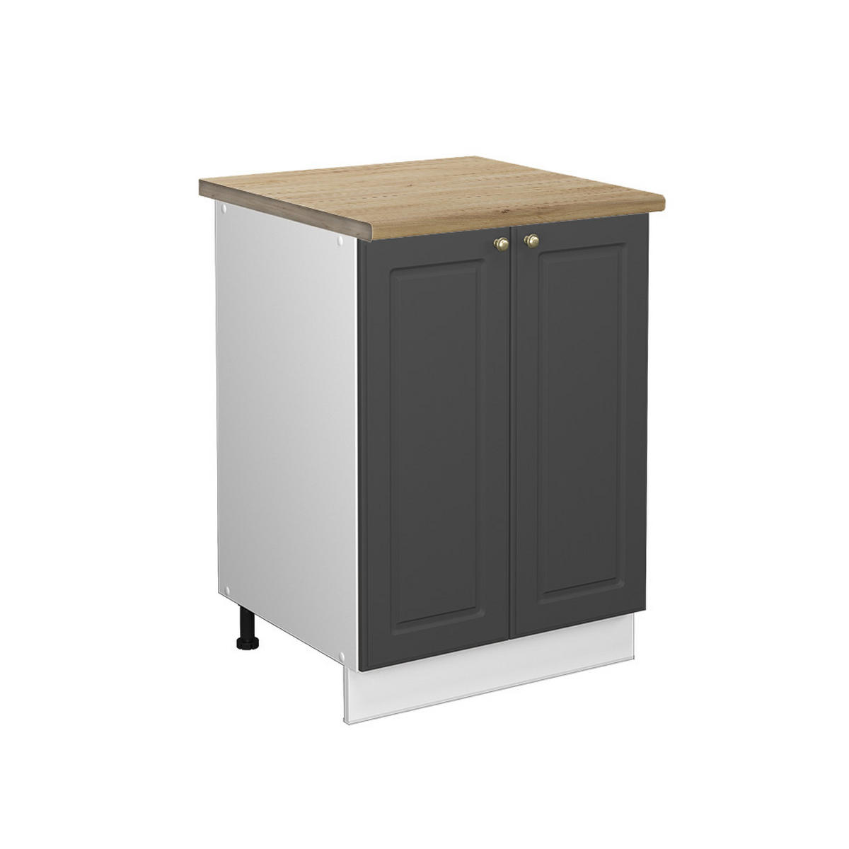 KÜCHENUNTERSCHRANK Fame-Line Anthrazit-Gold 60 cm, AP Eiche - Anthrazit/Weiß, Holzwerkstoff (60/82/60cm) - Vicco
