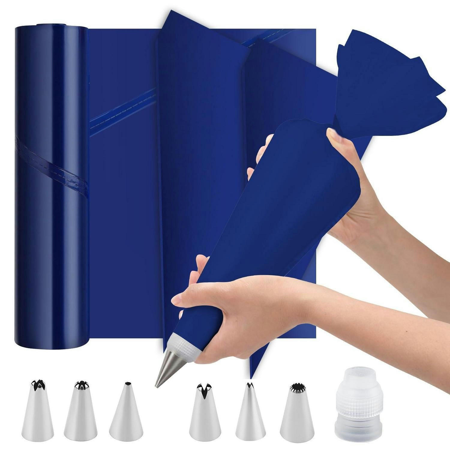 SPRITZBEUTEL Set 50 Stück Extra Groß 51.5 cm mit 6 Tüllen - Blau, Kunststoff (25/1/51.5cm)