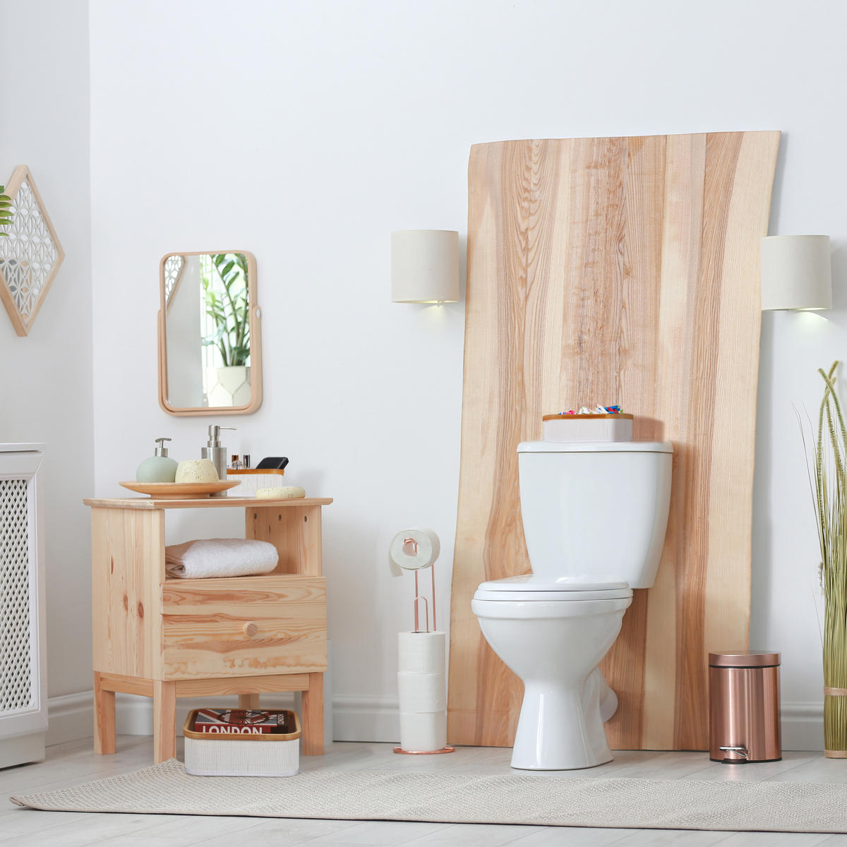 3TLG.AUFBEWAHRUNGSKORB - Multicolor, Holz/Holzwerkstoff (33.5/33.5/12.5cm) - Relaxdays