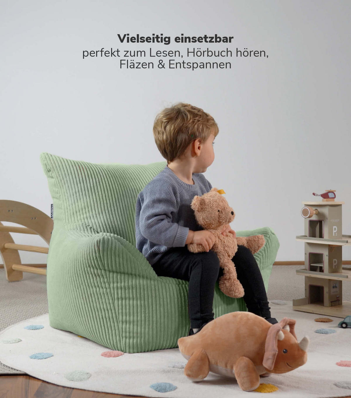 KINDERSESSEL Der Pausenheld - Grün, Textil (52/57/53cm) - Mokebo