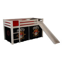 HOCHBETT mit Rutsche Karolina Massivholz Weiß Textilset Pirate - Schwarz/Weiß, Holz (90/200cm) - 58aufmkessel