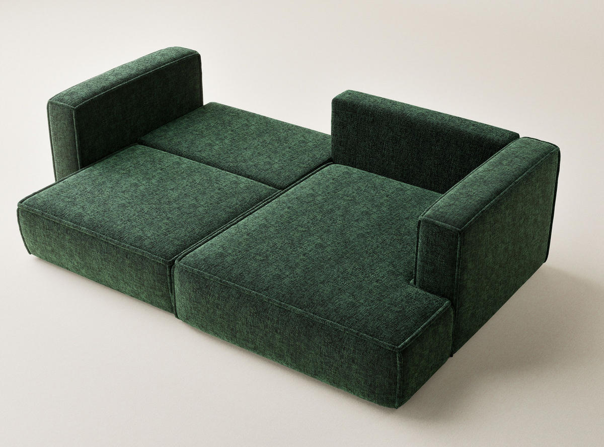 ECKSOFA MIT SCHLAFFUNKTION Velto Dunkelgrün Chenille-Stoff - Dunkelgrün/Schwarz, Holz/Holzwerkstoff (250/152cm) - Maison de Reve