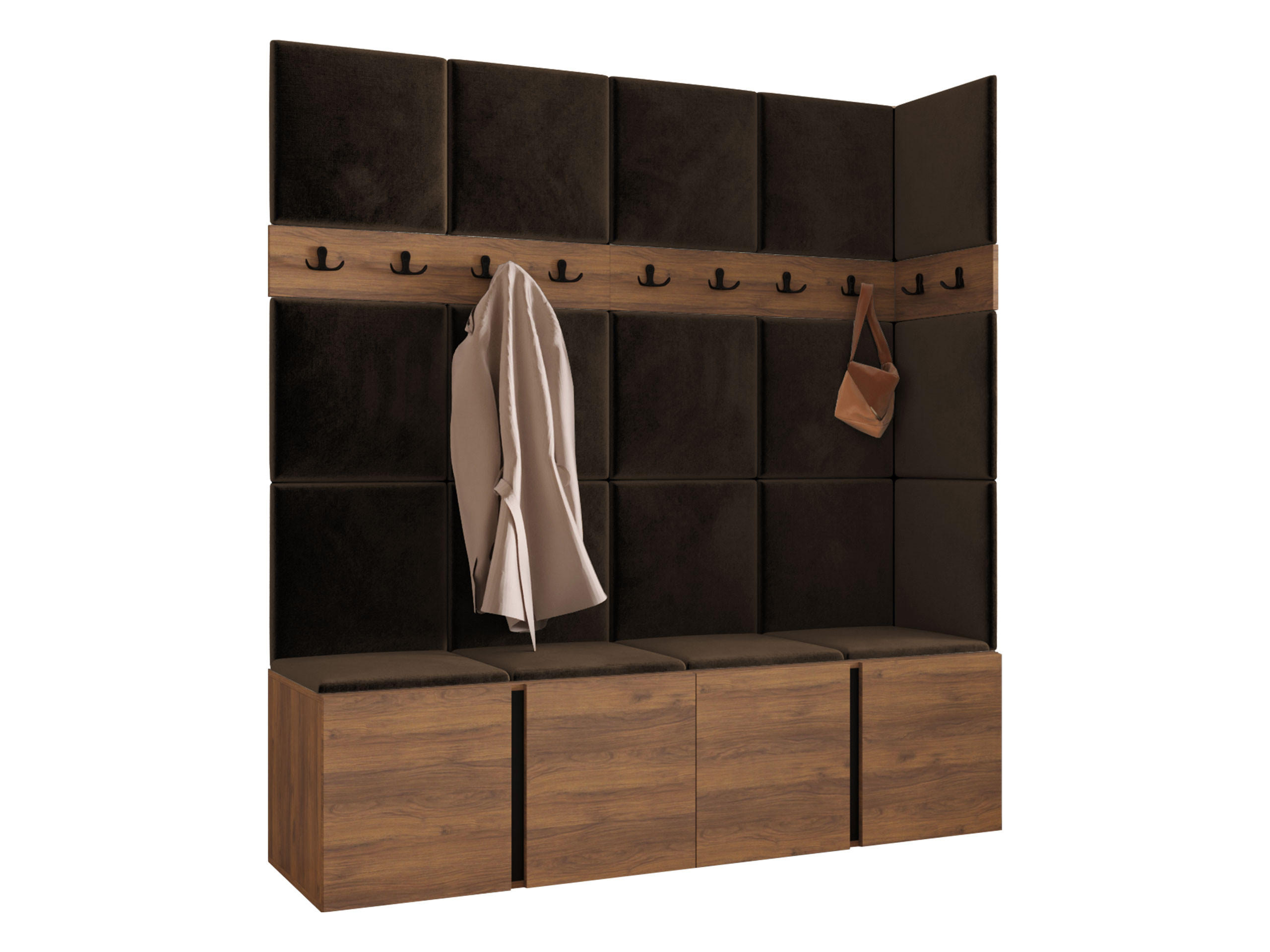 MOBILIER PENTRU HOL Orion II - maro/culoare lemn de nuc, material plastic/compozit lemnos (168/186/46cm) - MIRJAN24