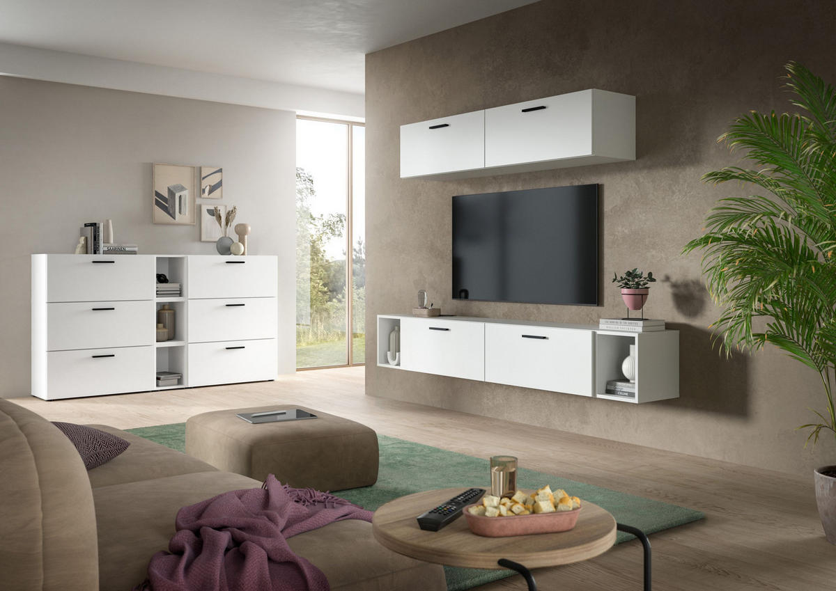 WOHNWAND The One weiß 202/34/184 cm - Weiß, Holzwerkstoff (202/184/34cm) - Xonox