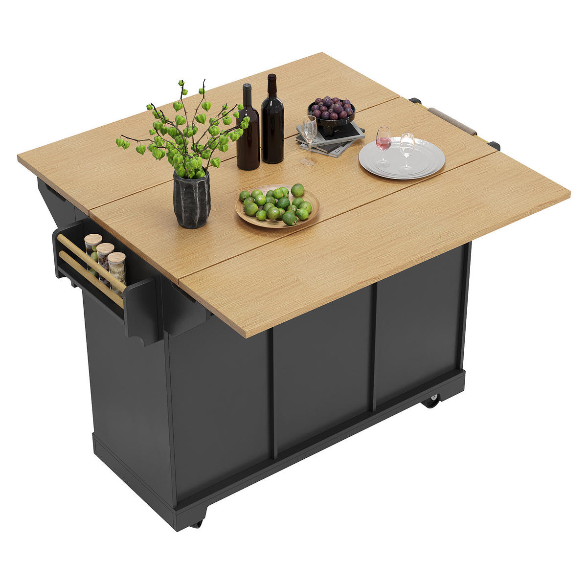 KÜCHENINSEL klappbar 120 x 40/80 x 95 cm Schwarz - Schwarz, Metall (40/95/120cm) - Beauniv