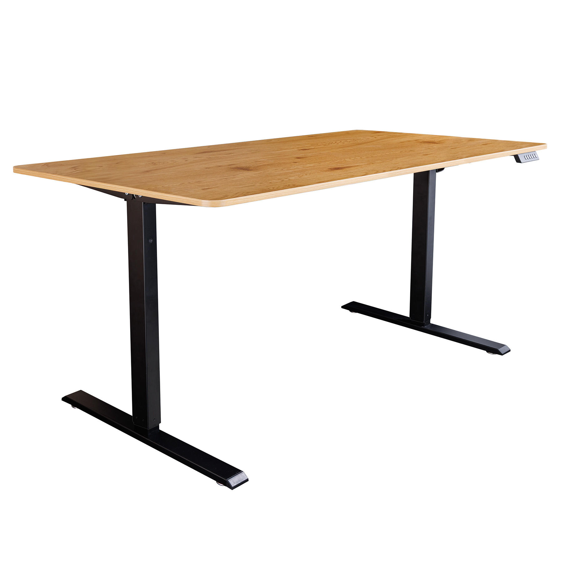 SCHREIBTISCH OAK DESK Schichtholz Natur 140 cm - Schwarz/Naturfarben, Holzwerkstoff/Metall (60/140/72cm) - riess-ambiente