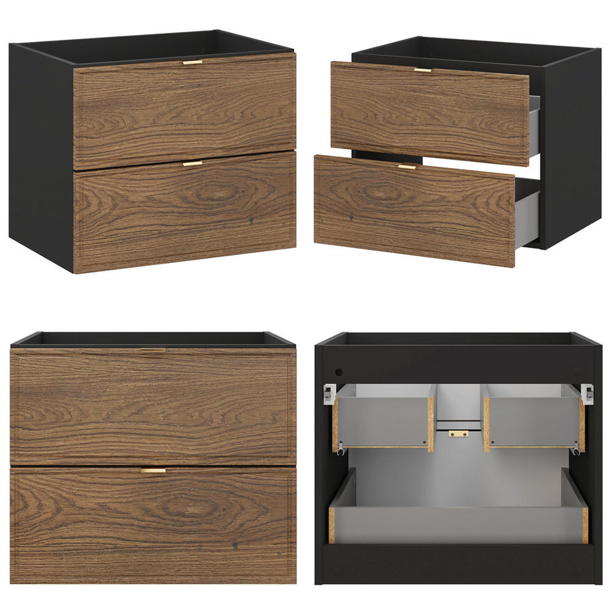 DOPPELWASCHTISCH Tarsia-56 - Braun, Holzwerkstoff (120/66/46cm) - Lomado