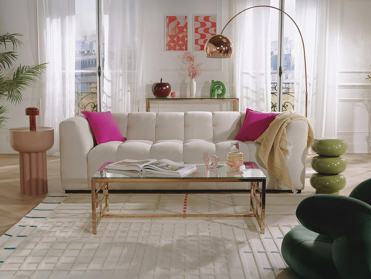 BEISTELLTISCH aus Metall - Beige - NILARA - Beige, Metall (40/40/60cm) - Vente-Unique