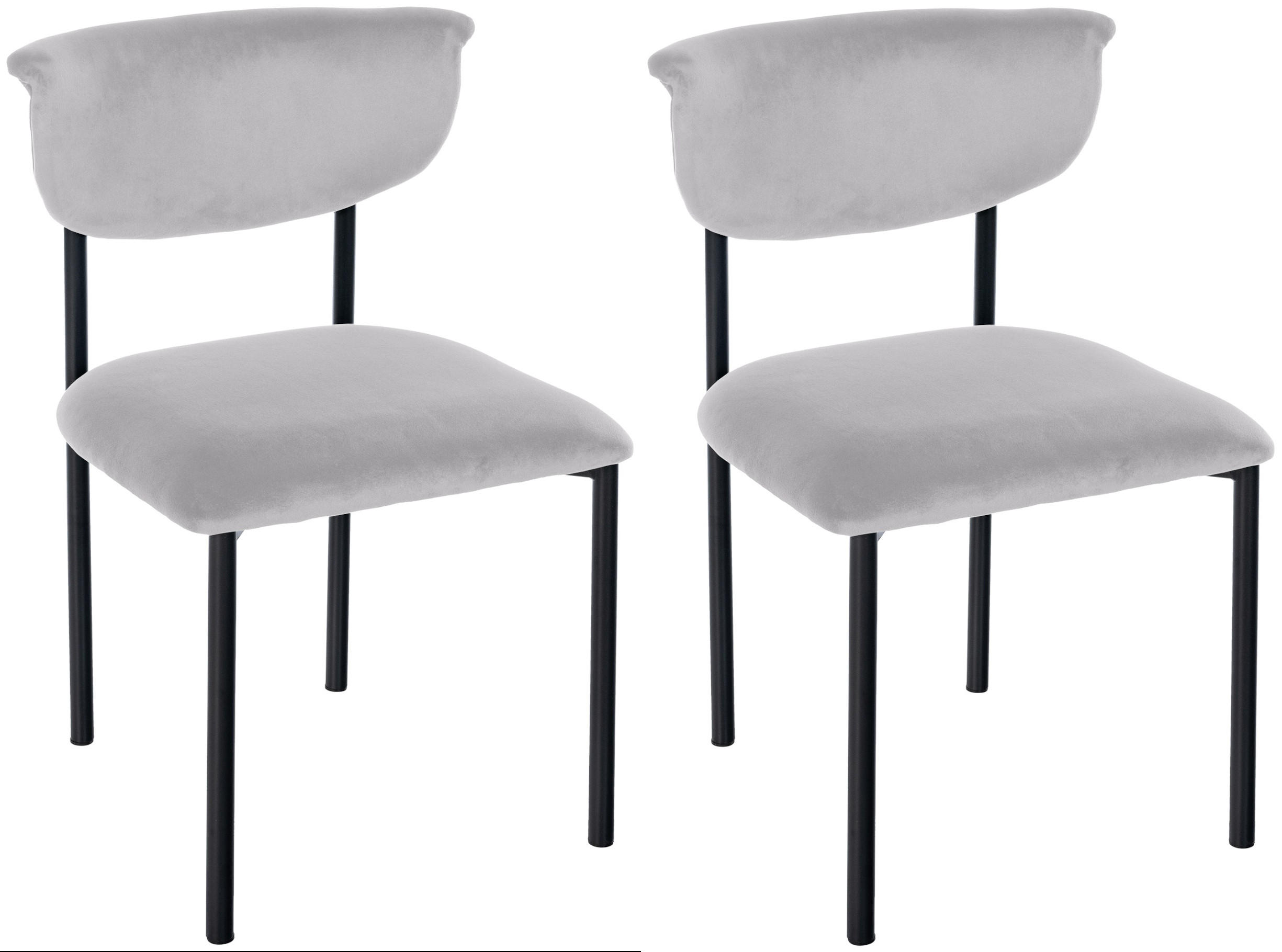 STUHL 2er Set Samt Grau - Grau, Textil/Metall (52/78/53cm) - CLP