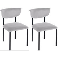 STUHL 2er Set Samt Grau - Grau, Textil/Metall (52/78/53cm) - CLP