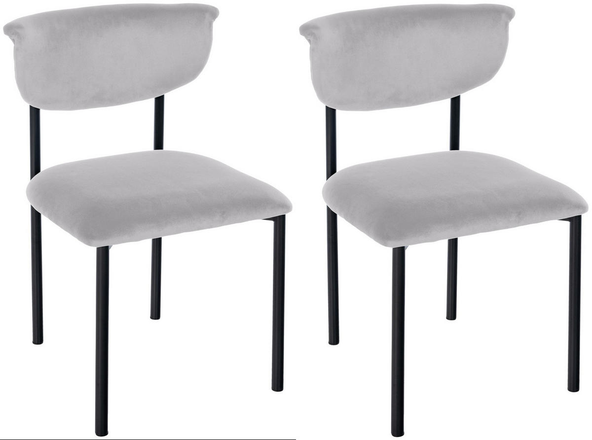 STUHL 2er Set Samt Grau - Grau, Textil/Metall (52/78/53cm) - CLP