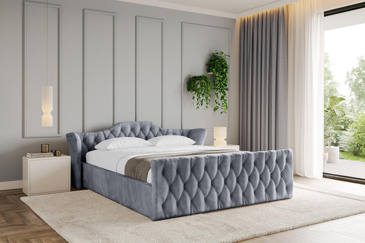 POLSTERBETT mit Bettkasten, Fußteil und Lattenrost, Boxbett ohne Matratze - ZORAN-Z-V1 180x200 Grau - Grau, Holzwerkstoff/Textil (180/200cm) - ALTDECOR