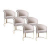 STUHL mit Armlehnen 6er-Set - Samt & Metall - Beige und Goldfarben - JOSETHE - Creme, Textil (52.5/82.5/59.5cm) - Pascal Morabito