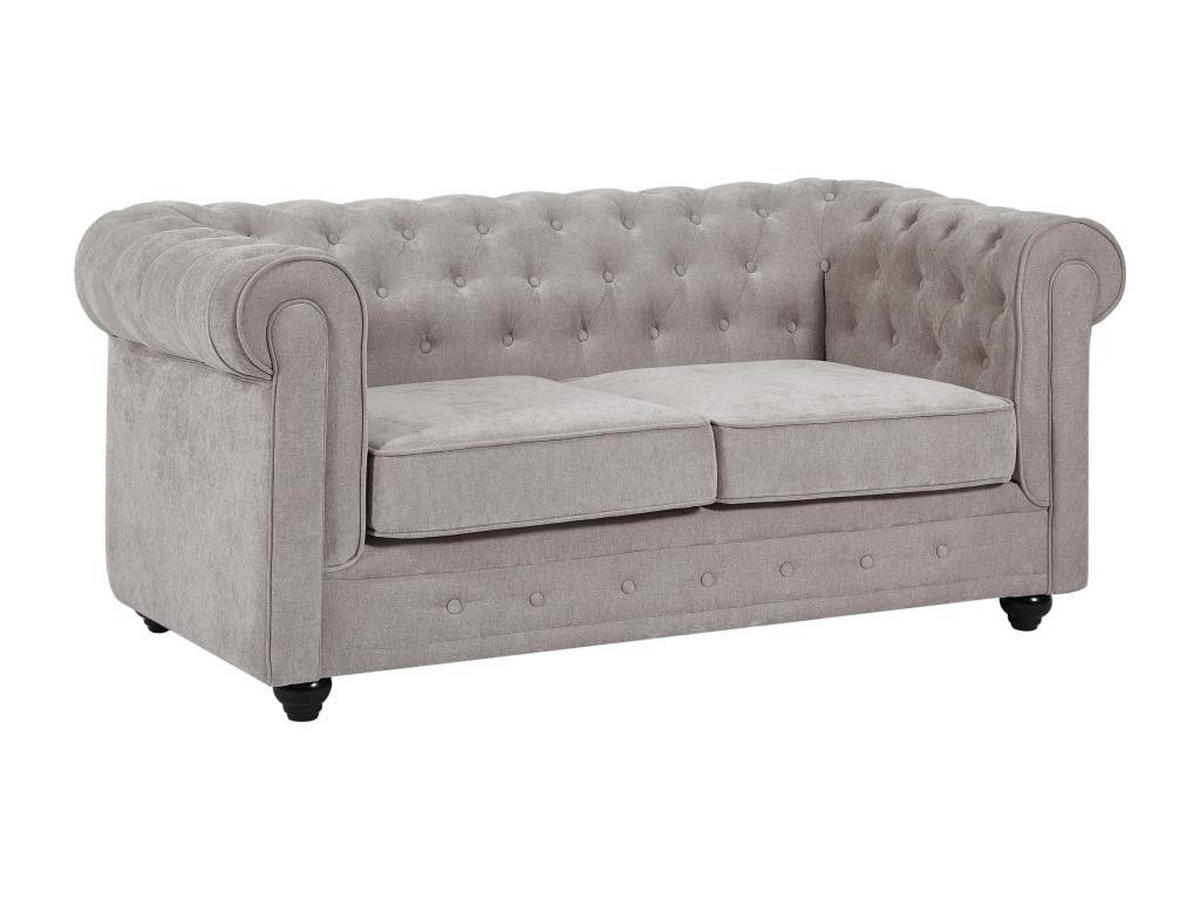 SOFA 3-Sitzer & 2-Sitzer - Stoff - Grau - CHESTERFIELD - Grau, Textil (88/72/205cm) - Vente-Unique