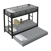 ETAGENBETT 90/200 cm aus Metall mit Ausziehbett in Schwarz - Schwarz, Metall - BEAOK