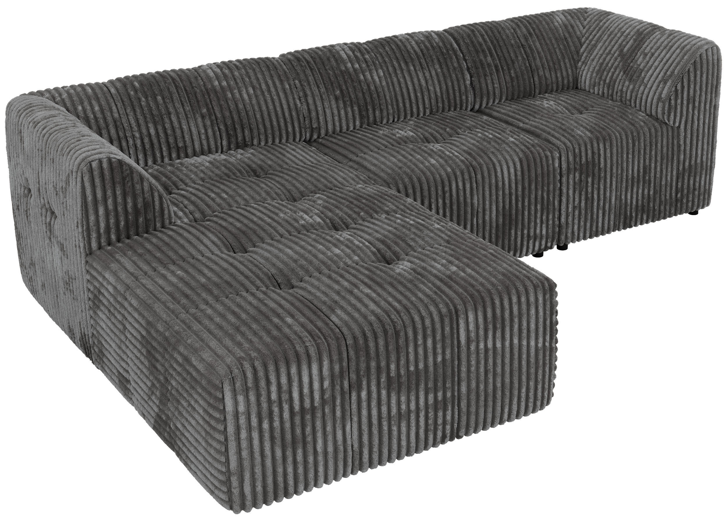 ROHOVÁ SEDAČKA VORITA L 3M - Šedá Manšestr - Vlevo - šedá/černá, textil/plast (267/176cm) - MKS