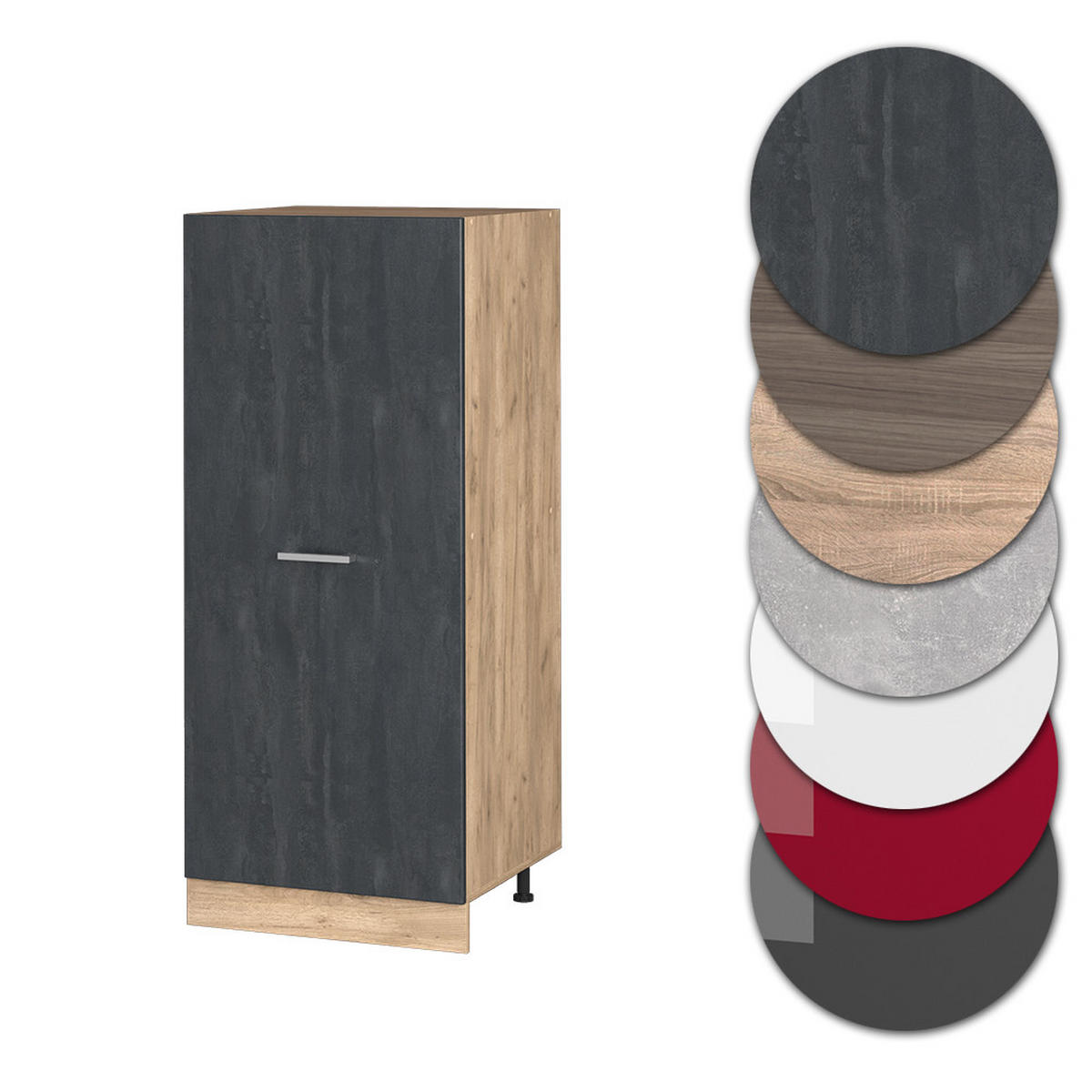 SKŘÍŇKA NA VESTAVĚNOU TROUBU R-Line Černý beton - medově dubová/černá, kompozitní dřevo (60/143/57cm) - Vicco