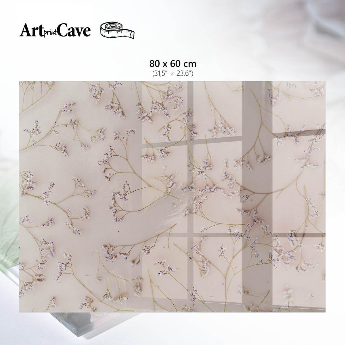 GLASPLATTE 80x60 cm – Blumenmuster - Blau, Glas (0.4/80/60cm) - ArtPrintCave