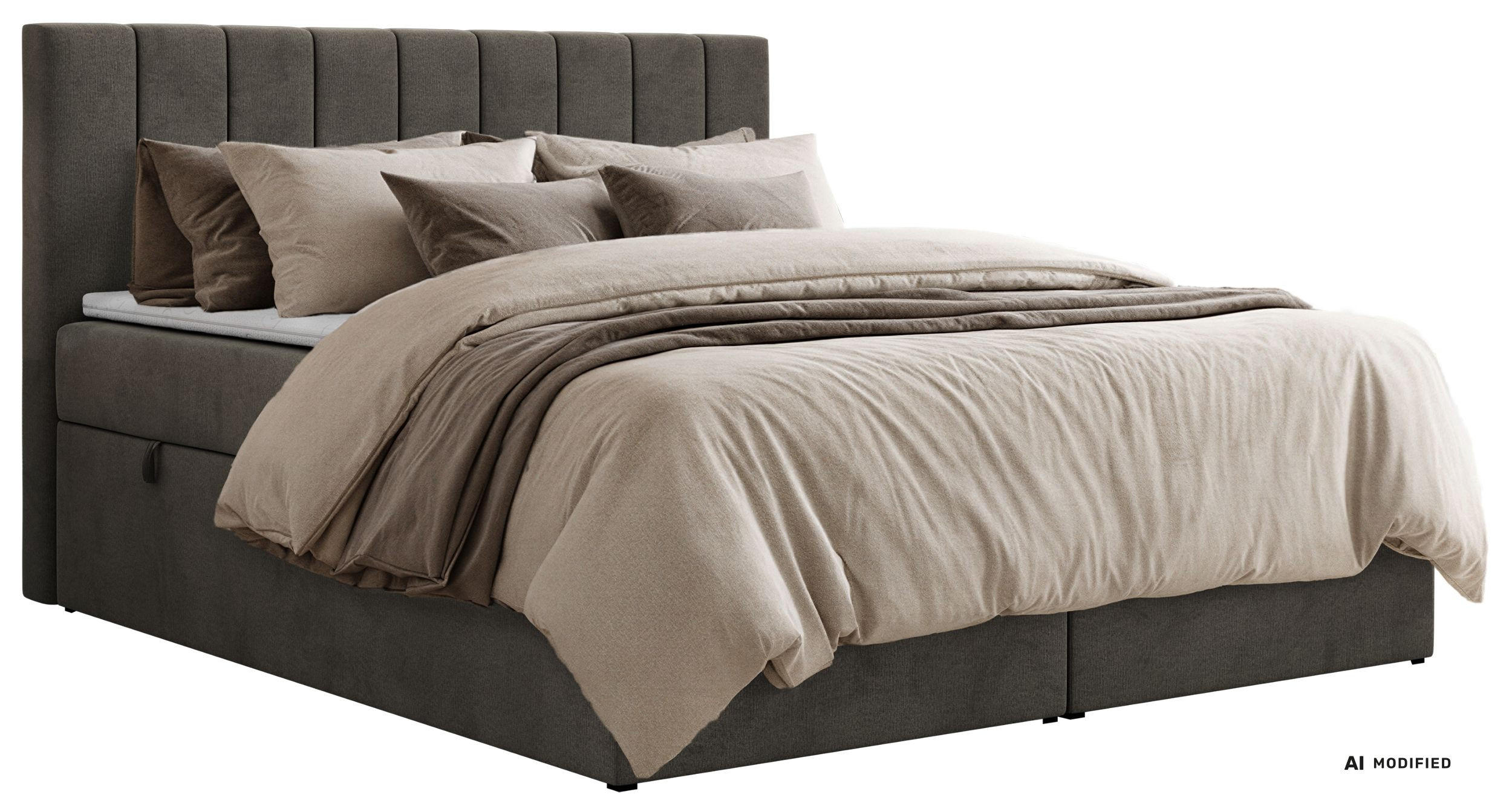 BOXBETT ALVER 200/200 - Dunkelgrau Velvet - Topper T25 - H4 - Dunkelgrau/Schwarz, Kunststoff/Textil (200/200cm) - MKS