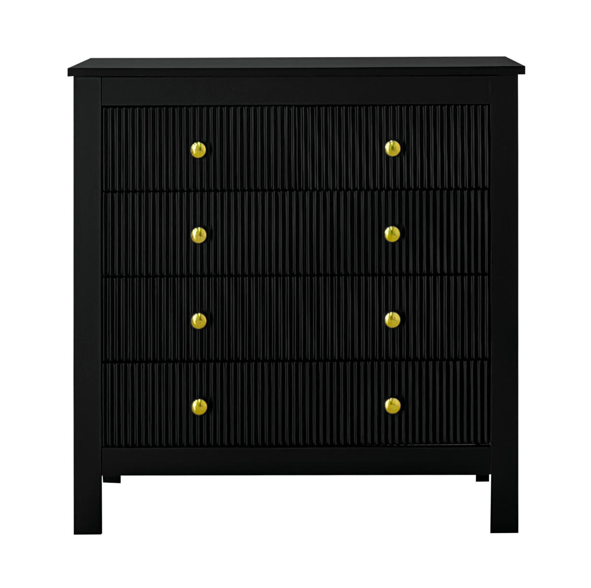 KOMMODE 79/39,5/80,5 cm mit 5 Schubladen und goldfarbenen Griffen - Schwarz, Holzwerkstoff (79/80.05/39.5cm) - BEAOK