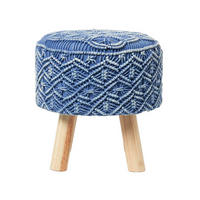 MAKRAMEE-HOCKER Willow blau, 41/41/43 cm - Blau, Textil (41/43/41cm) - Homescapes