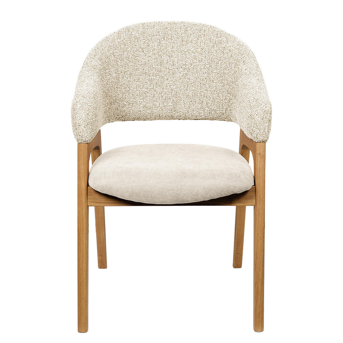 ARMLEHNENSTUHL - Holzwerkstoff / Massivholz / Textil - Creme, Eichenholz/Holz (60/82/59cm) - home24