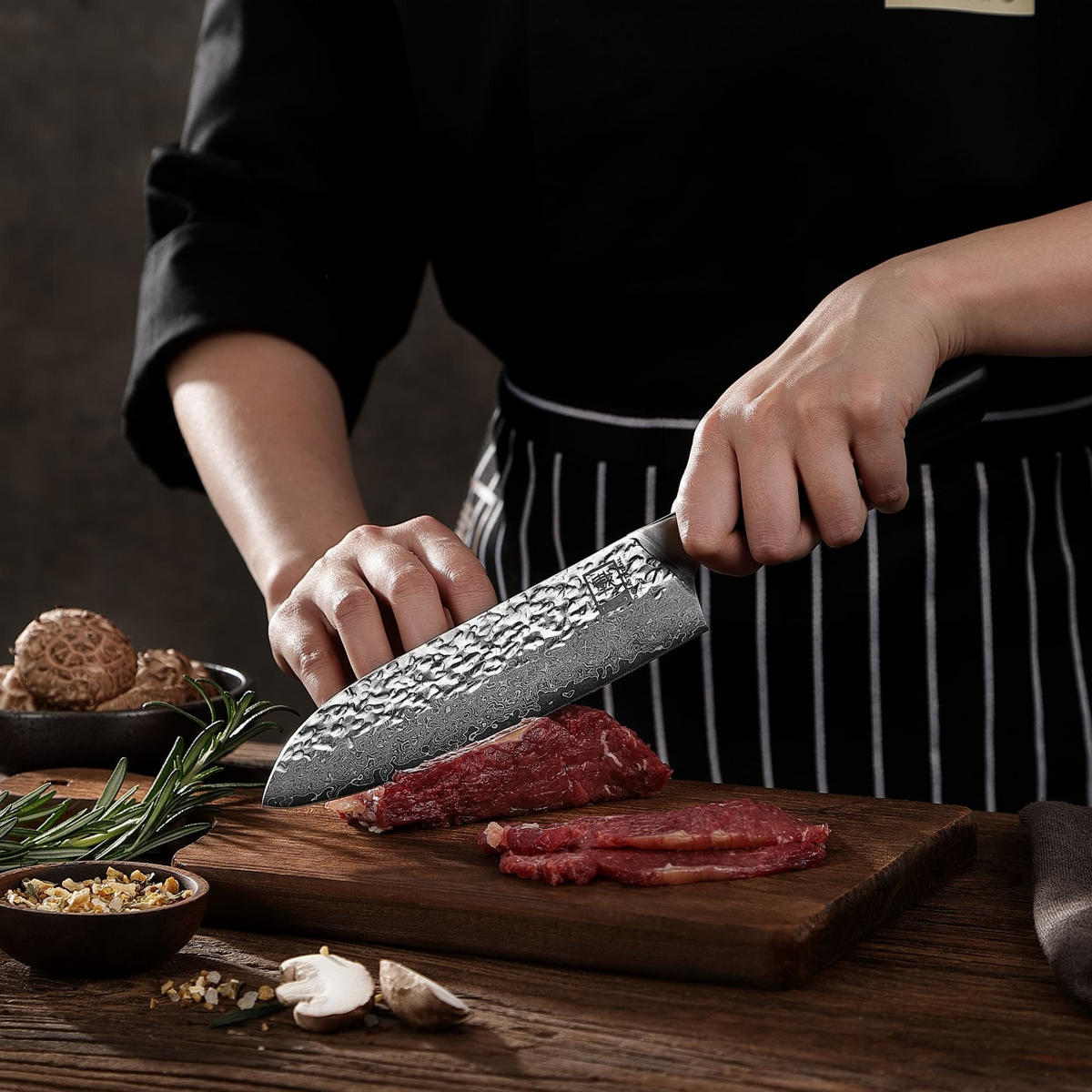 SANTOKUMESSER 17 cm - Schwarz, Holz/Metall (31cm) - Zayiko