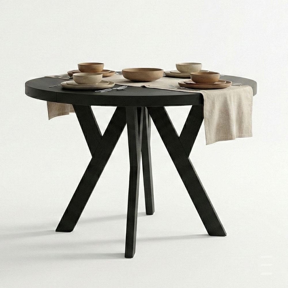 ESSTISCH Runder Ausziehbarer PERO 90/140, Schwarz - Schwarz, Holz (140/90/77cm) - Dekori_Interiors