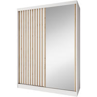 SCHWEBETÜRENSCHRANK Donatello 160/205/60 2-türig weiß mit Spiegel - Weiß, Holzwerkstoff (160/205/60cm) - Beautysofa