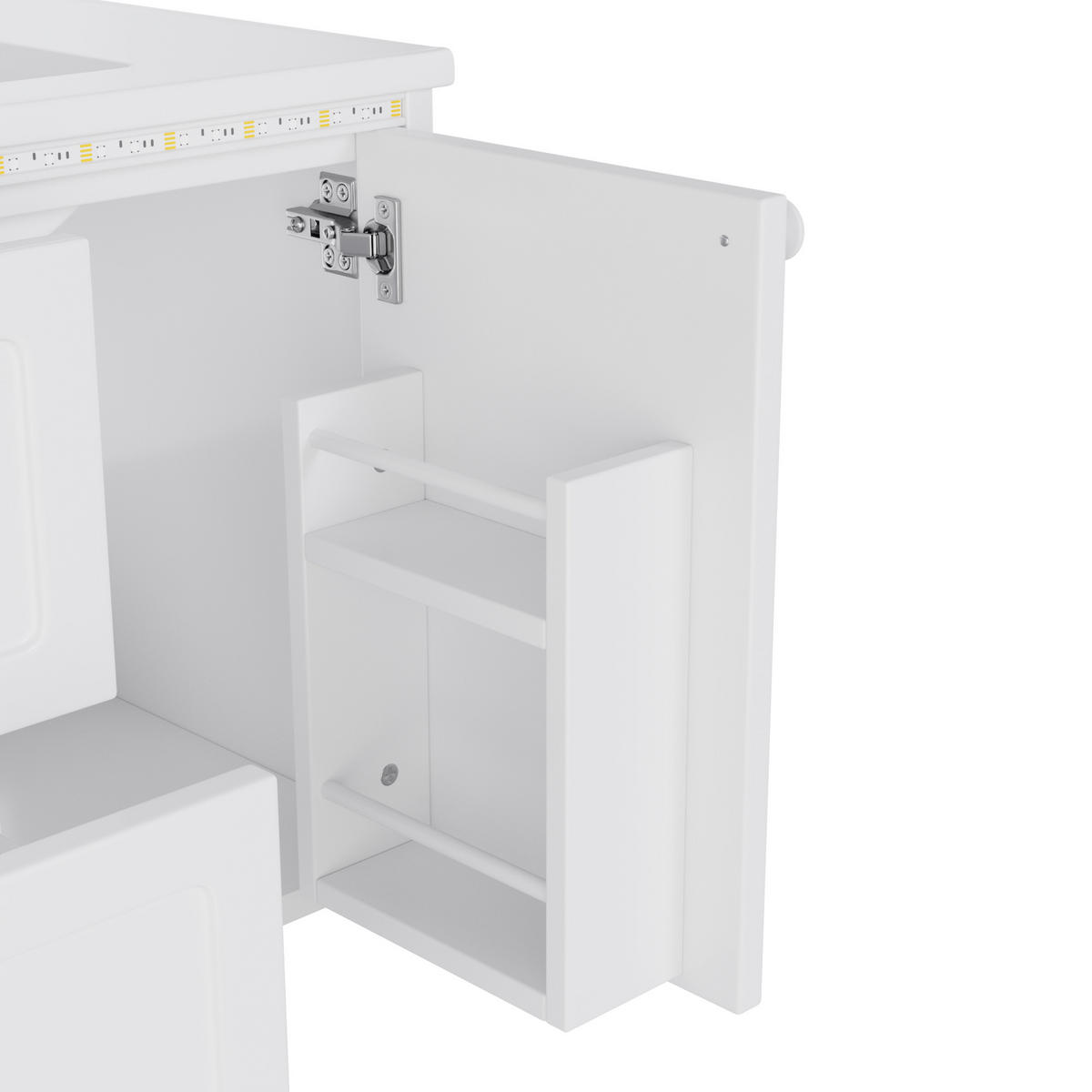 WASCHTISCHKOMBI 76x46x51 cm Weiß aus Keramik & Spanplatte mit Radarsensor-LED & 2 Schubladen - Weiß, Holzwerkstoff (76/51/46cm) - Modfu