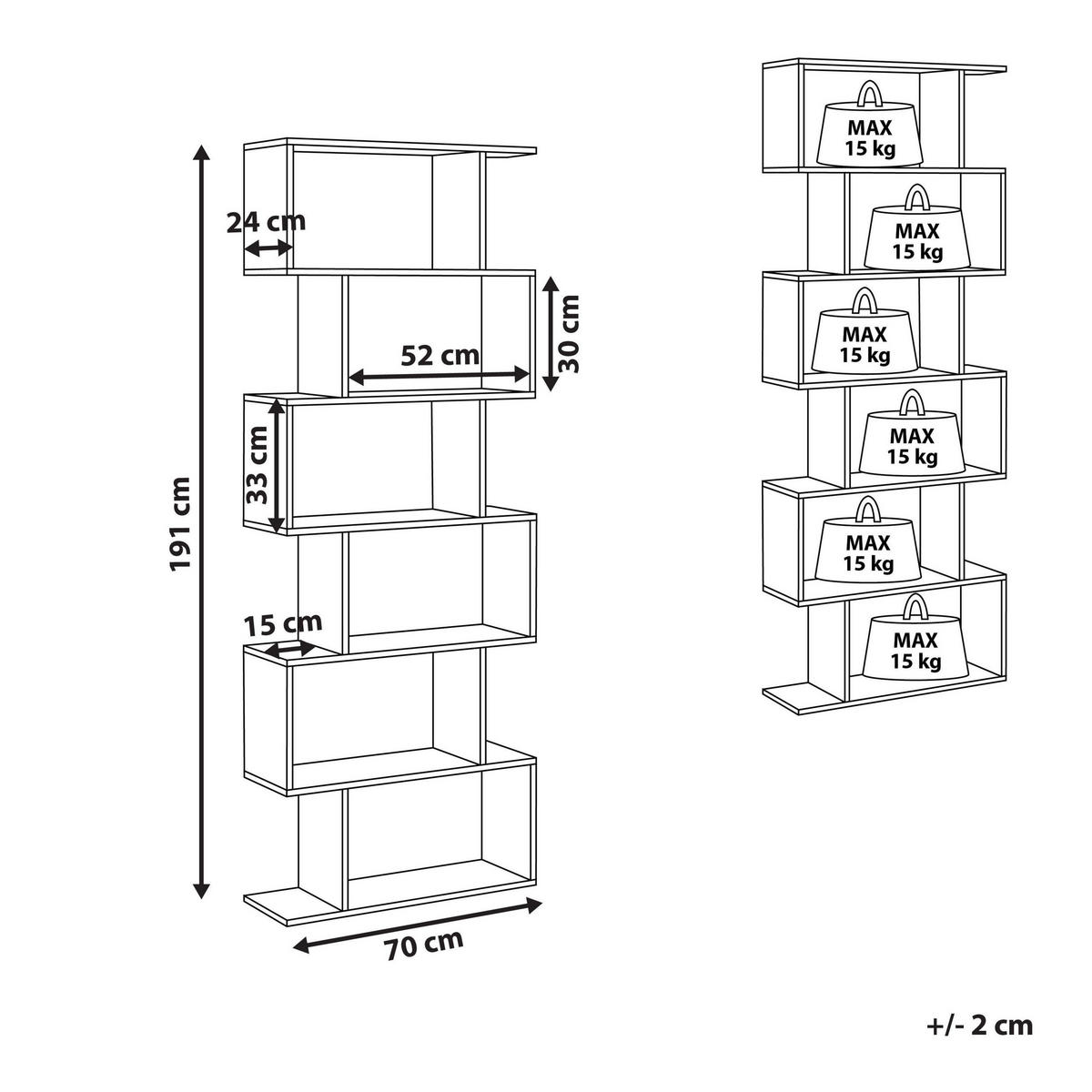 REGAL 6 Fächer Valdosa - Dunkelbraun, Holzwerkstoff (70/191/24cm) - Beliani
