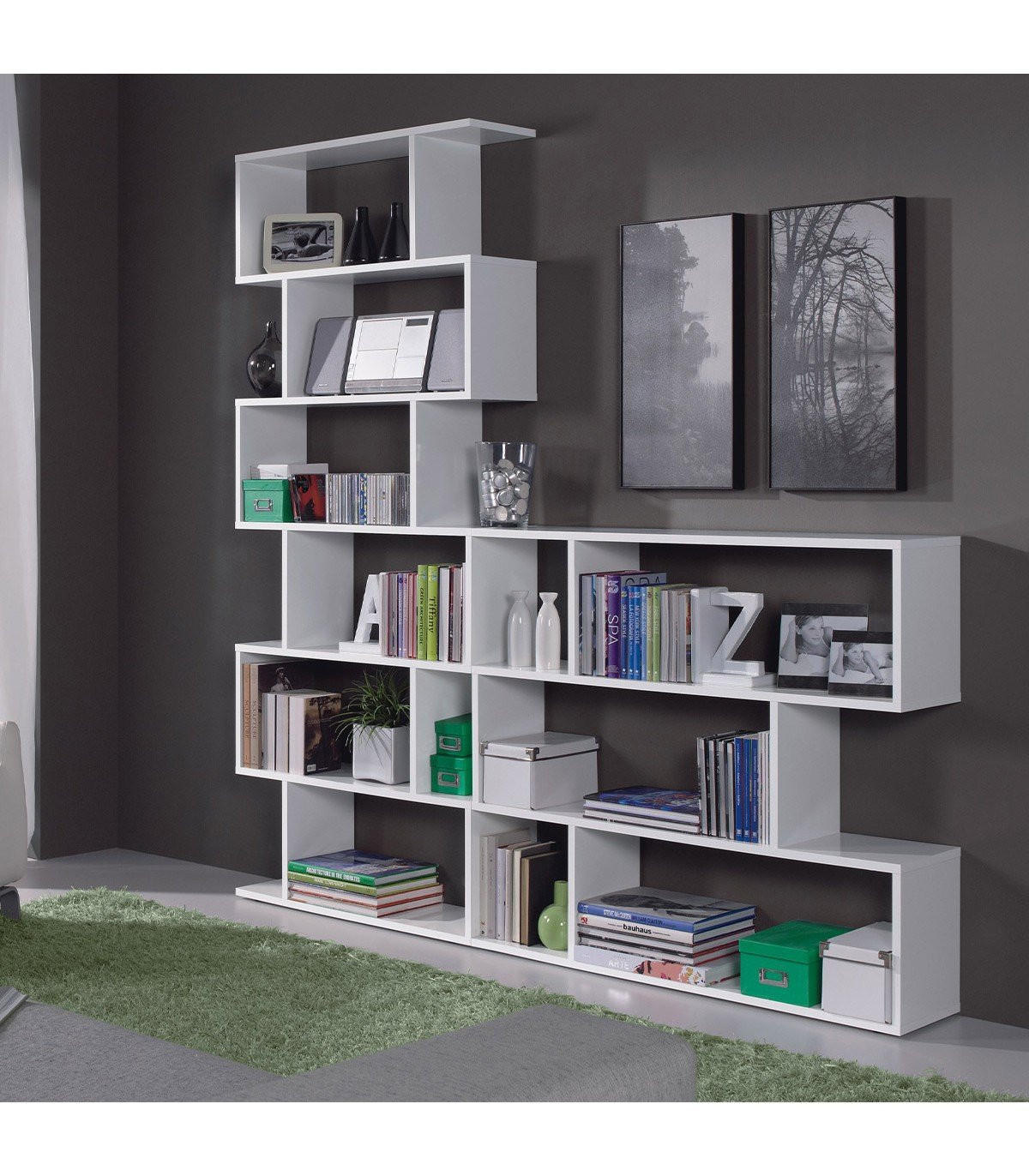 BÜCHERREGAL mit 6 Ebenen H192 cm - Athena - Weiß, Holzwerkstoff (24/192/80cm) - Calicosy