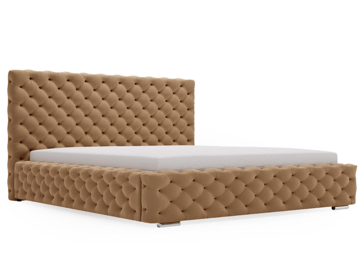 POLSTERBETT Astra 180x200 Braun - Naturfarben/Braun, Holz/Kunststoff (180/200cm) - Graingold