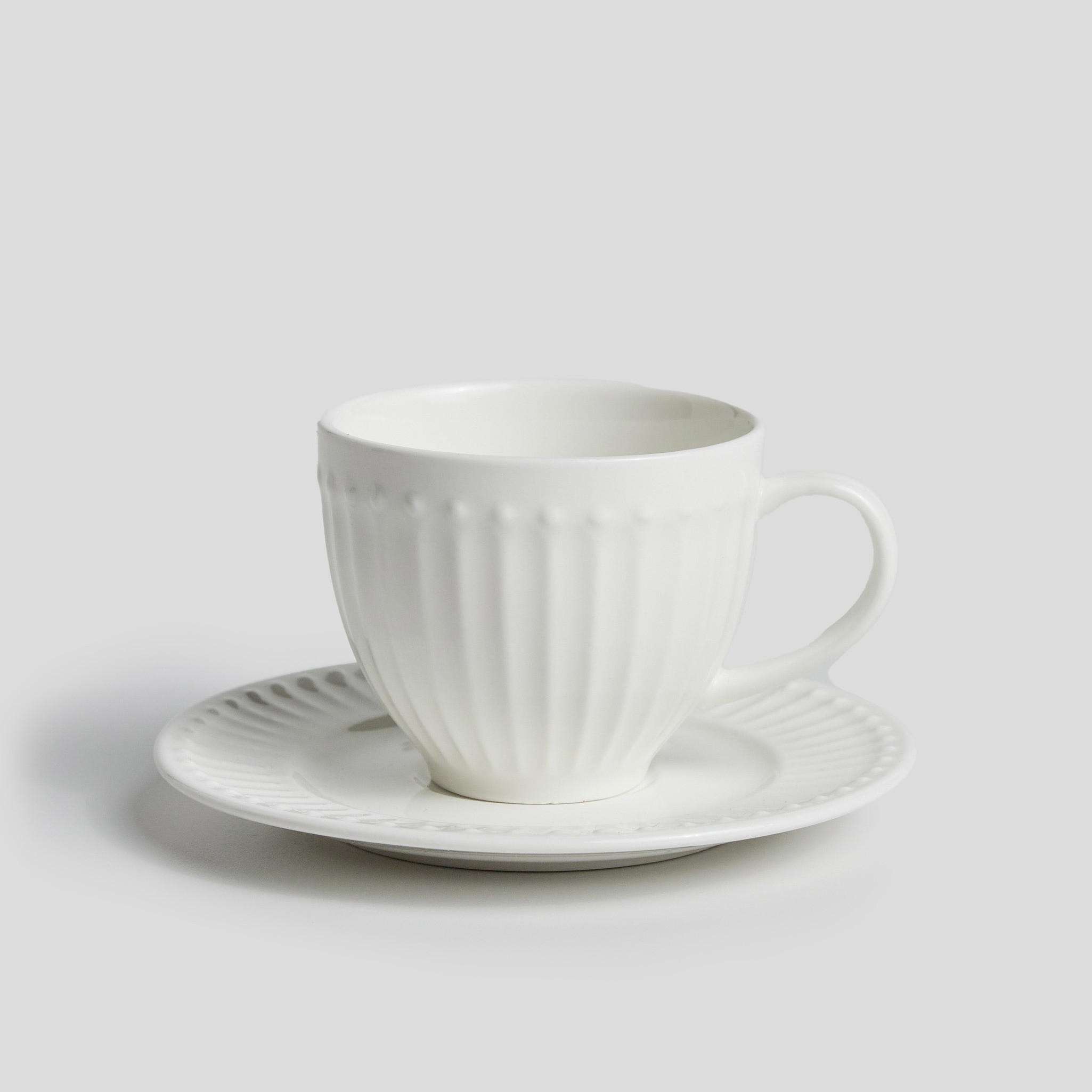 TASSE MIT UNTERTASSE Carrina - Weiß, Keramik (0.12L) - home&you
