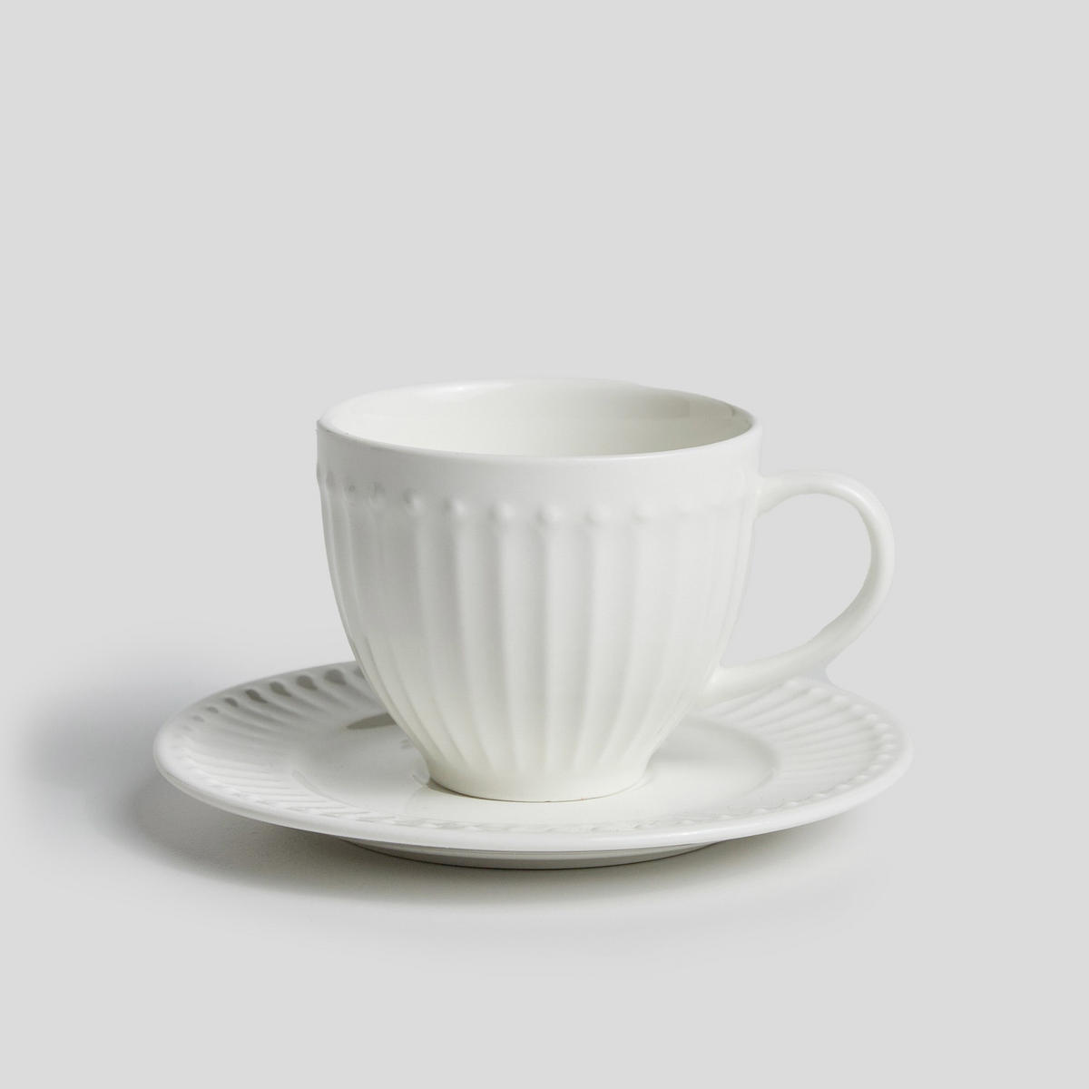 TASSE MIT UNTERTASSE Carrina - Weiß, Keramik (0.12L) - home&you