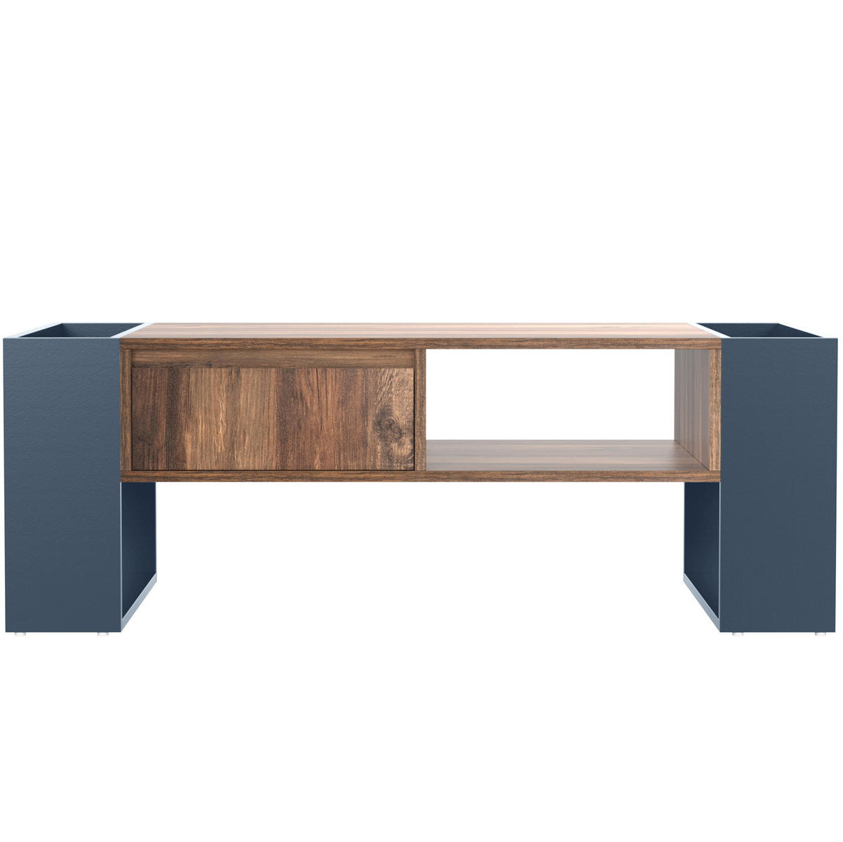 COUCHTISCH 111/60/40 cm mit Schublade und beidseitigem Stauraum - Schwarz, Holzwerkstoff (111/60/40cm) - Flora Grace