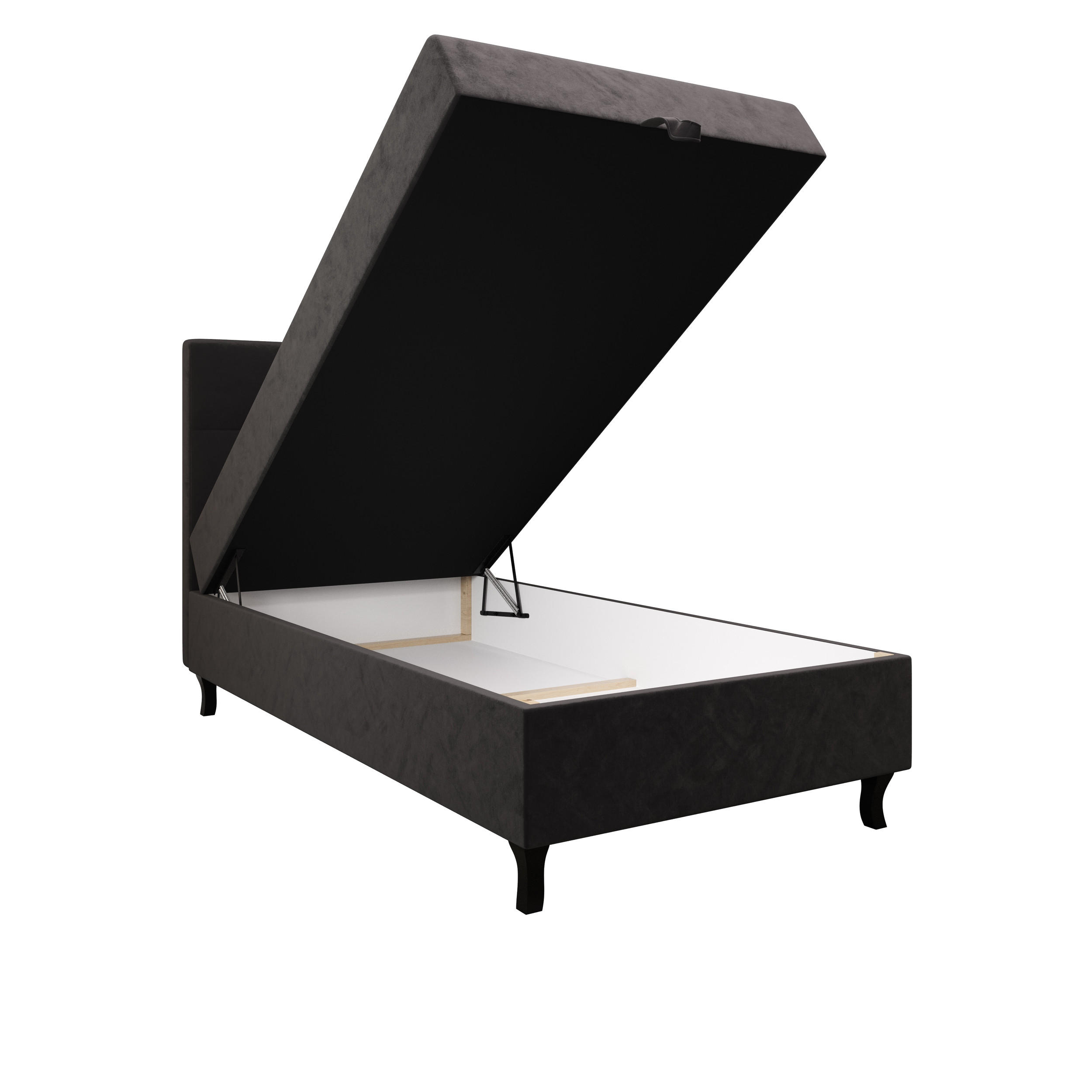 BOXBETT LIMBA mit Matratze H3, Bonell und Topper 90x200 Monolith 92 - Grau, Holz/Textil (90/200cm) - Bedante