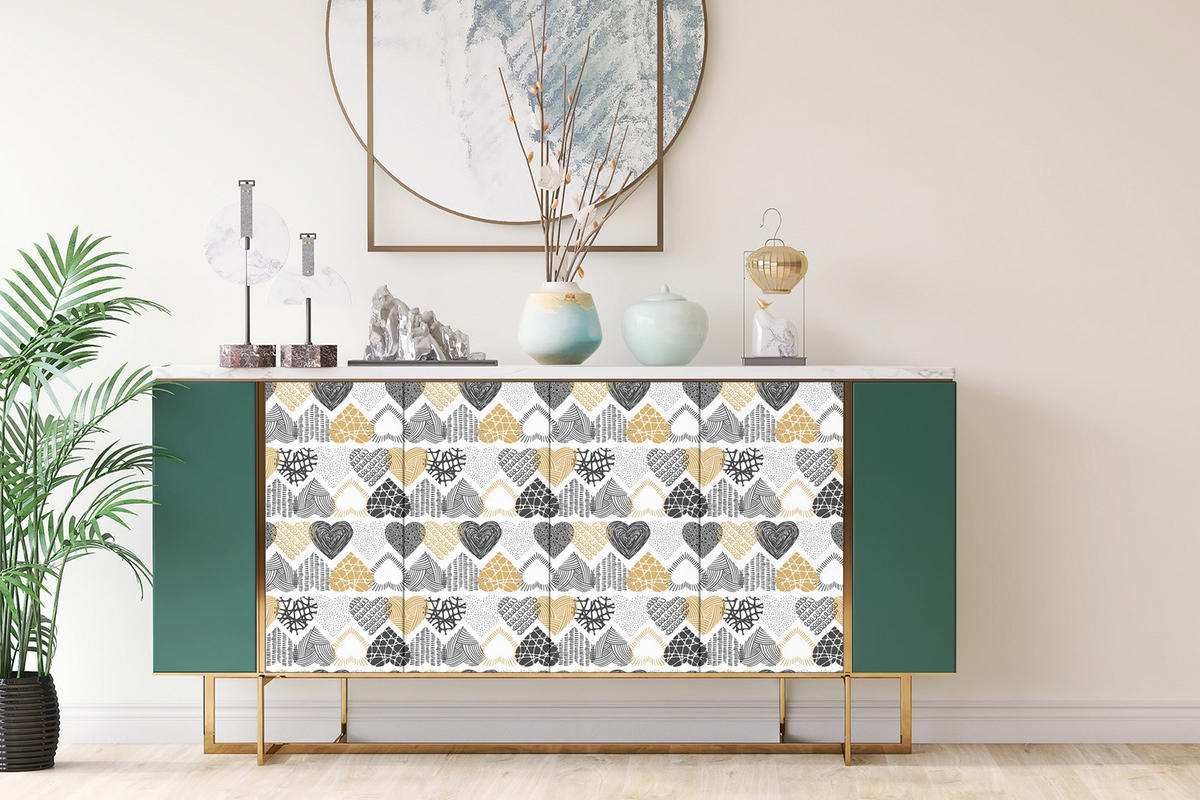 MÖBELAUFKLEBER 100x50 cm Cartoon-Herzen - Multicolor, Kunststoff (100/50/50cm) - TULUP