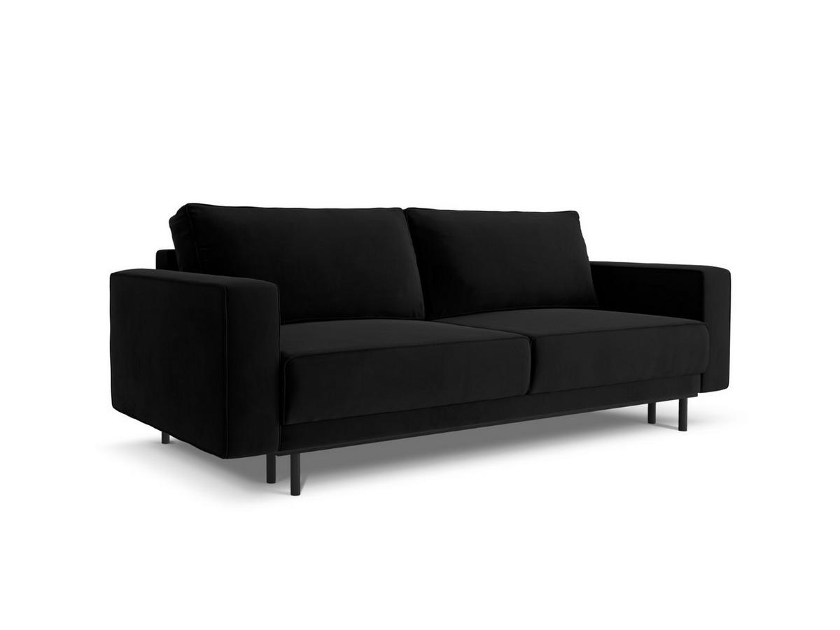 AUSKLAPPBARES-SOFA mit Bettkasten Caro aus Samt schwarz 3 Sitzplätze - Schwarz, Textil (97/93/236cm) - Micadoni