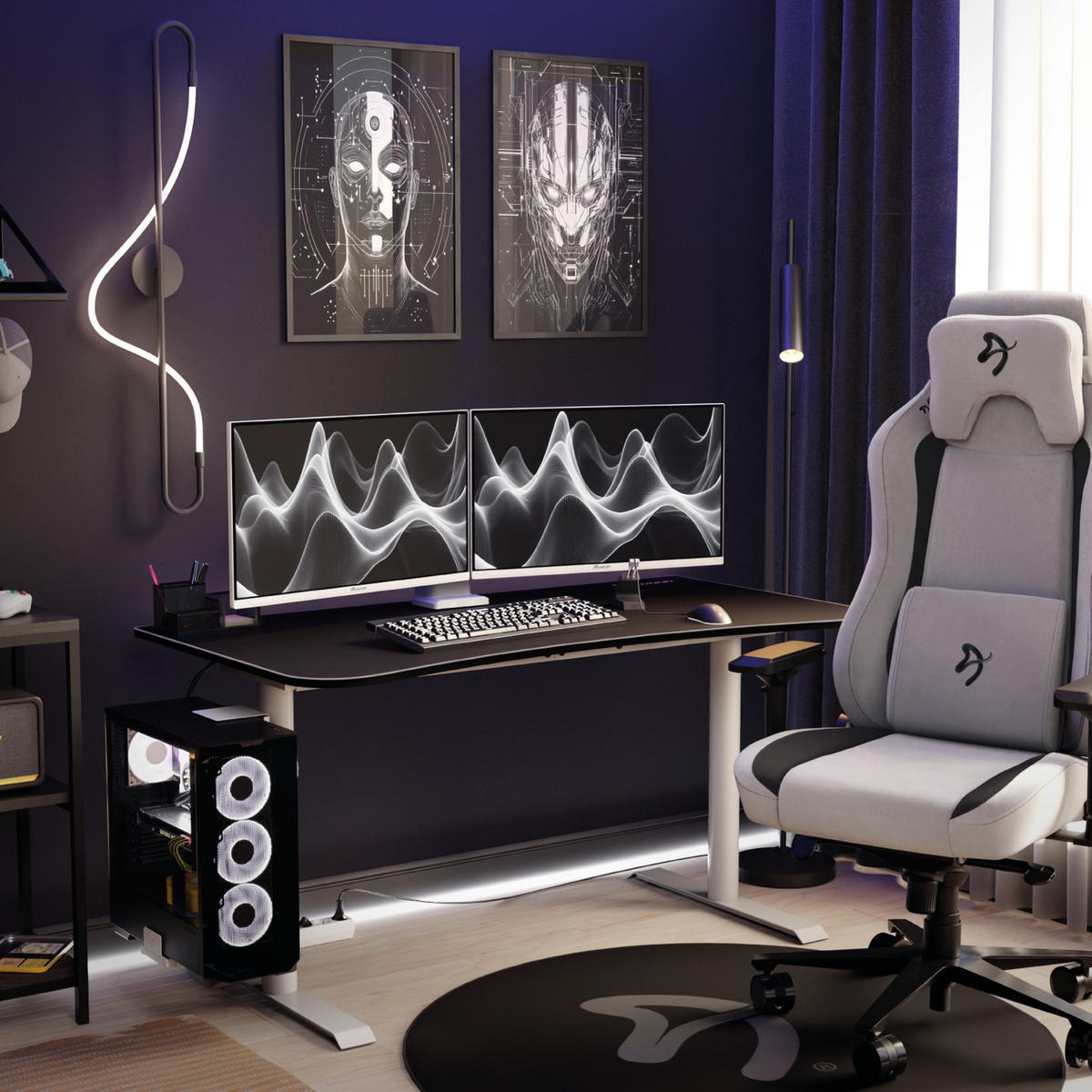 GAMINGTISCH Arena Medium 140/76/71 cm Weiß - Weiß, Metall (75.5/140/71cm) - Arozzi