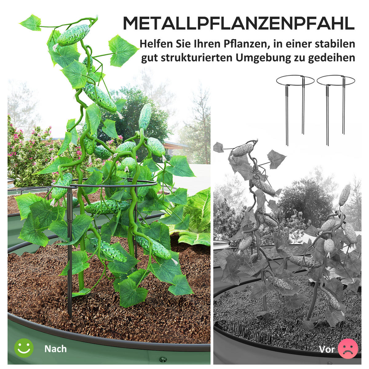 HOCHBEET 2er-Set aus Stahl - Grün, Metall (93/30/181cm) - Outsunny