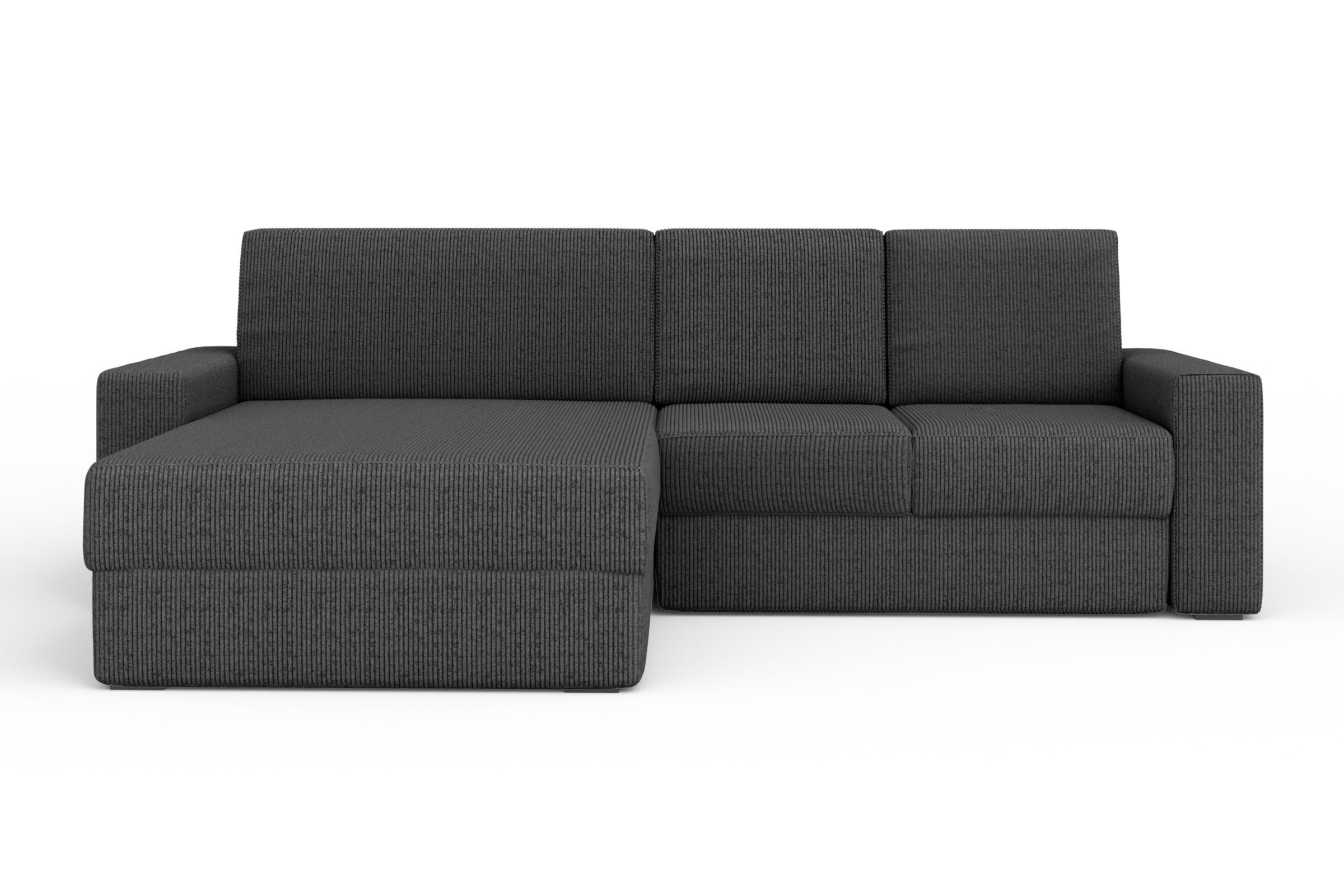 ECKSOFA TOCO XL 275/170 cm in Cord Anthrazit links - Anthrazit, Holz/Holzwerkstoff (275/170cm) - Deine Möbel 24