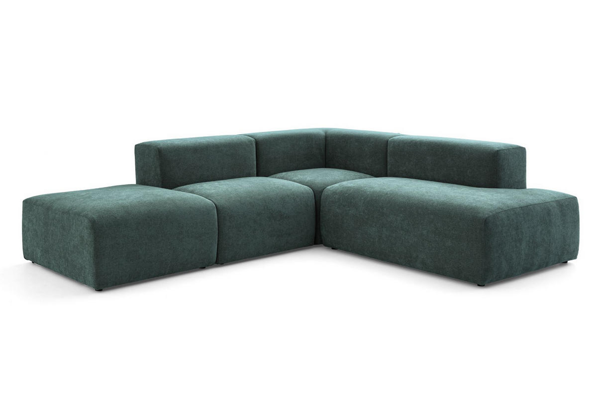 4-SITZER modulares Ecksofa HEAVEN SET 3 Rechts, Breite 270 cm Webstoff Dunkelgrün - Dunkelgrün/Schwarz, Holz/Kunststoff (270/245cm) - Muffo