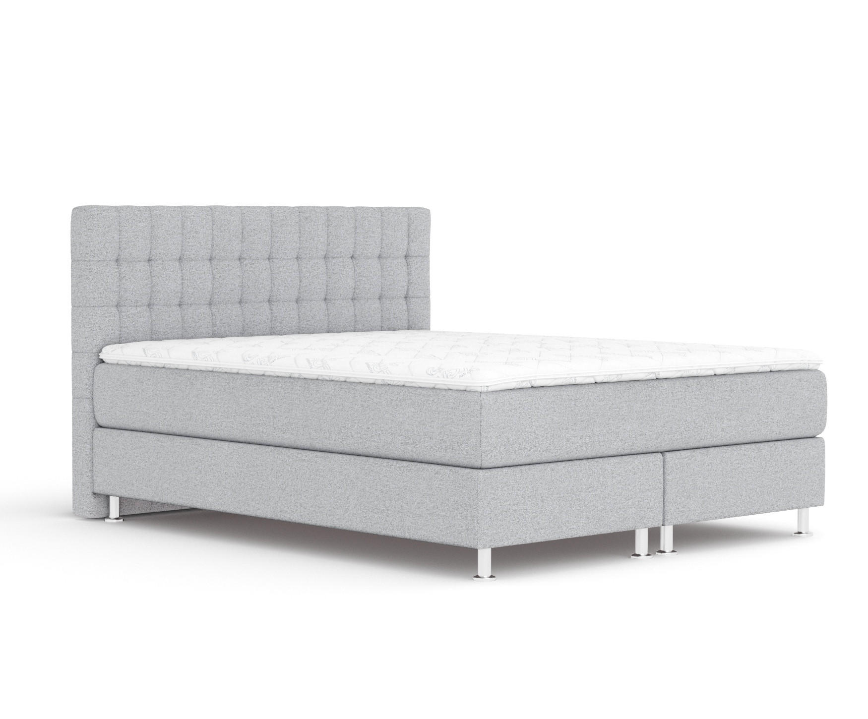 BOXSPRINGBETT Sorrento Hellgrau 140/200 cm mit Latex-Topper - Silberfarben/Hellgrau, Holz/Holzwerkstoff (140/200cm) - Maison de Reve