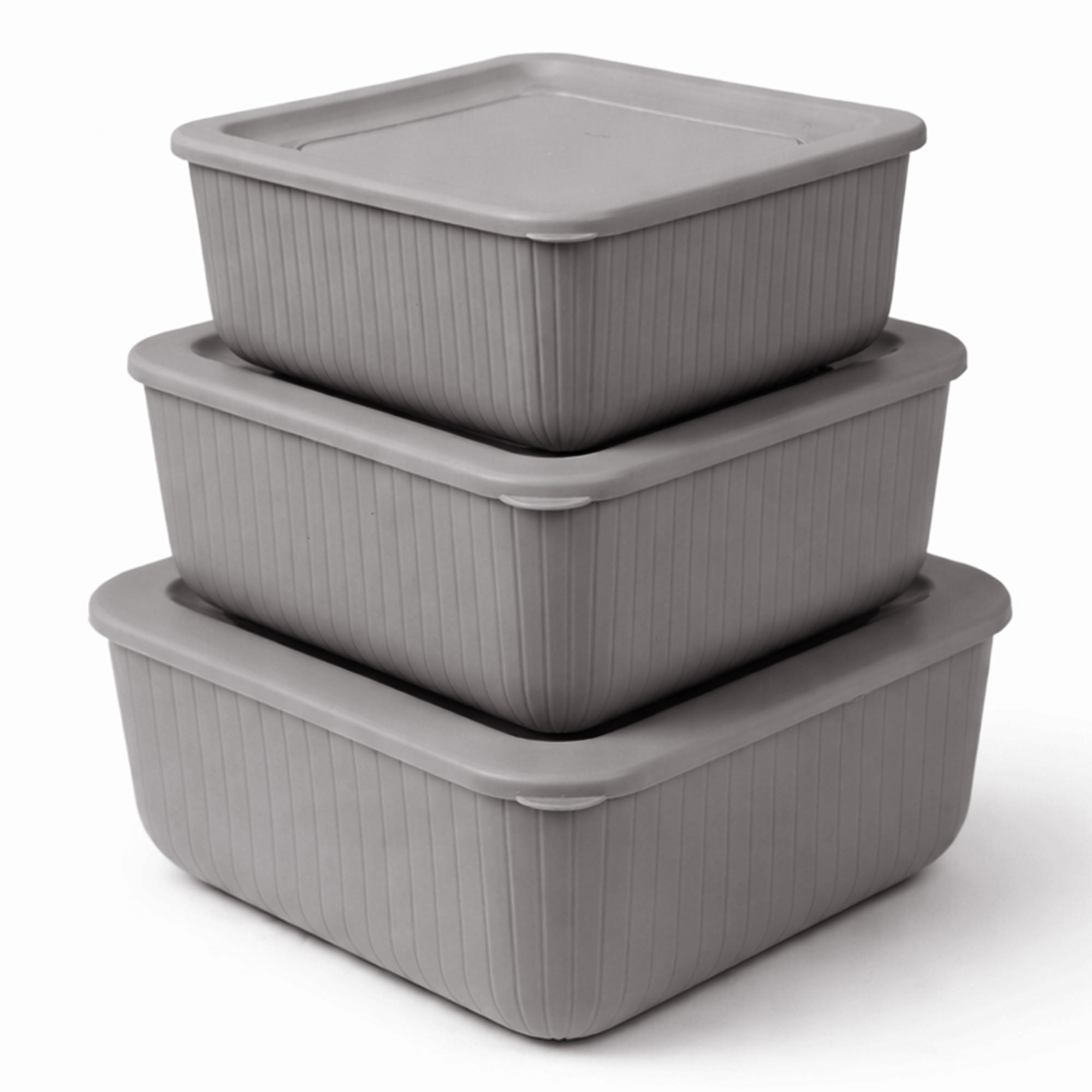 VORRATSDOSEN 3-teilig 0,5L/1L/1,5L Grau - Grau, Kunststoff - ProHome
