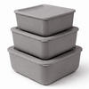 VORRATSDOSEN 3-teilig 0,5L/1L/1,5L Grau - Grau, Kunststoff - ProHome